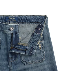 Polo Ralph Lauren Girls' 7-16 Embroidered Flared Cotton Denim Jeans