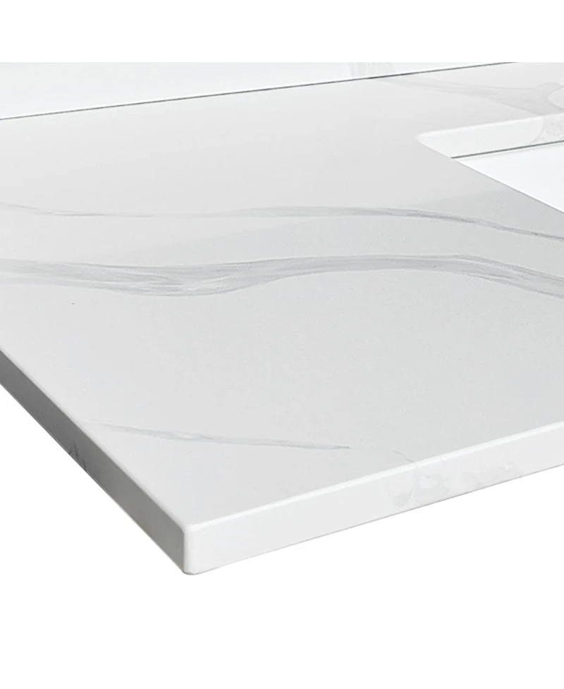 Sillysis Quartz Bathroom Vanity Top with Undermount Sink, Carrara Style, 4" Backsplash, 1 Faucet Hole, 31/37/43 Inch