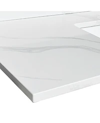 Sillysis Quartz Bathroom Vanity Top with Undermount Sink, Carrara Style, 4" Backsplash, 1 Faucet Hole, 31/37/43 Inch