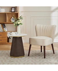 homfan Smooth Armless Chair, Upholstered Chair with Wood Legs and Adjustable Feet, Soft Cushion, 300lb Capacity, Bedroom, Office