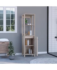 Midola Linen Cabinet Jannes with Two Open Shelves, Single Door and Finish for Bathroom Storage Saving
