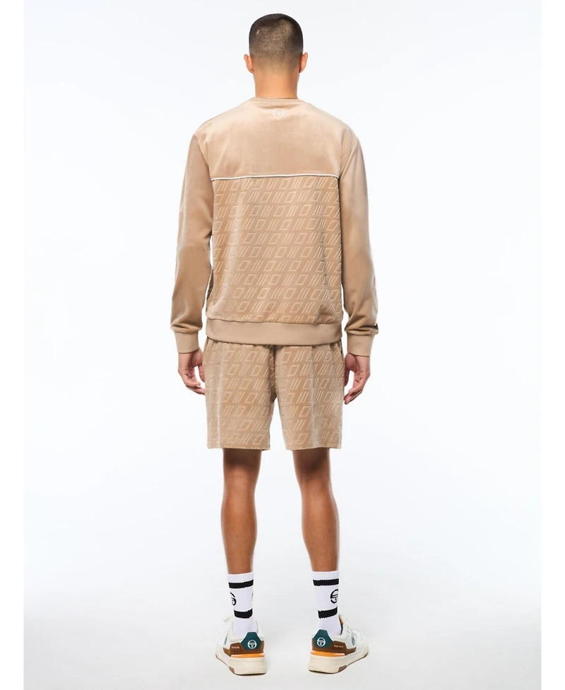 Sergio Tacchini Men's Bandiera Debossed Velour Crewneck