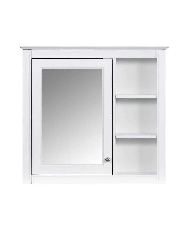 Midola 30" x 28" Medicine Cabinet, Wall Mounted Bathroom Storage Cabinet, Modern Bathroom Wall Cabinet with Mirror, Mirror Cabinet with 3 Open Shelves