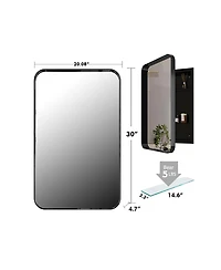 Midola 20x30 Inch Recessed Metal Framed Medicine Cabinet with Mirror and Adjustable Shelves Wall Mirror with Storage for Bathroom