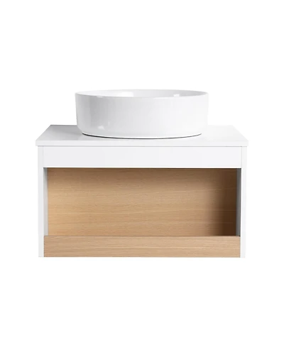 Phying 24 Inch Floating Bathroom Vanity Modern Wall Mounted Vanity with Open Shelf Storage and Durable Countertop Space Saving Bathroom Cabinet