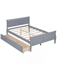 Slickblue Wooden Bed Frame with Built-In Storage Drawers and Footboard