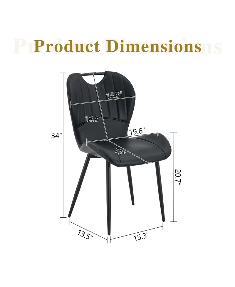 Rainsken Modern Dining Chairs Set of 4, Pu Chairs, with Integrated Handle, Metal Frame, for Multiple Scenarios