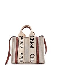 Pre-Owned Chloe Small Woody Convertible Tote Canvas with Leather