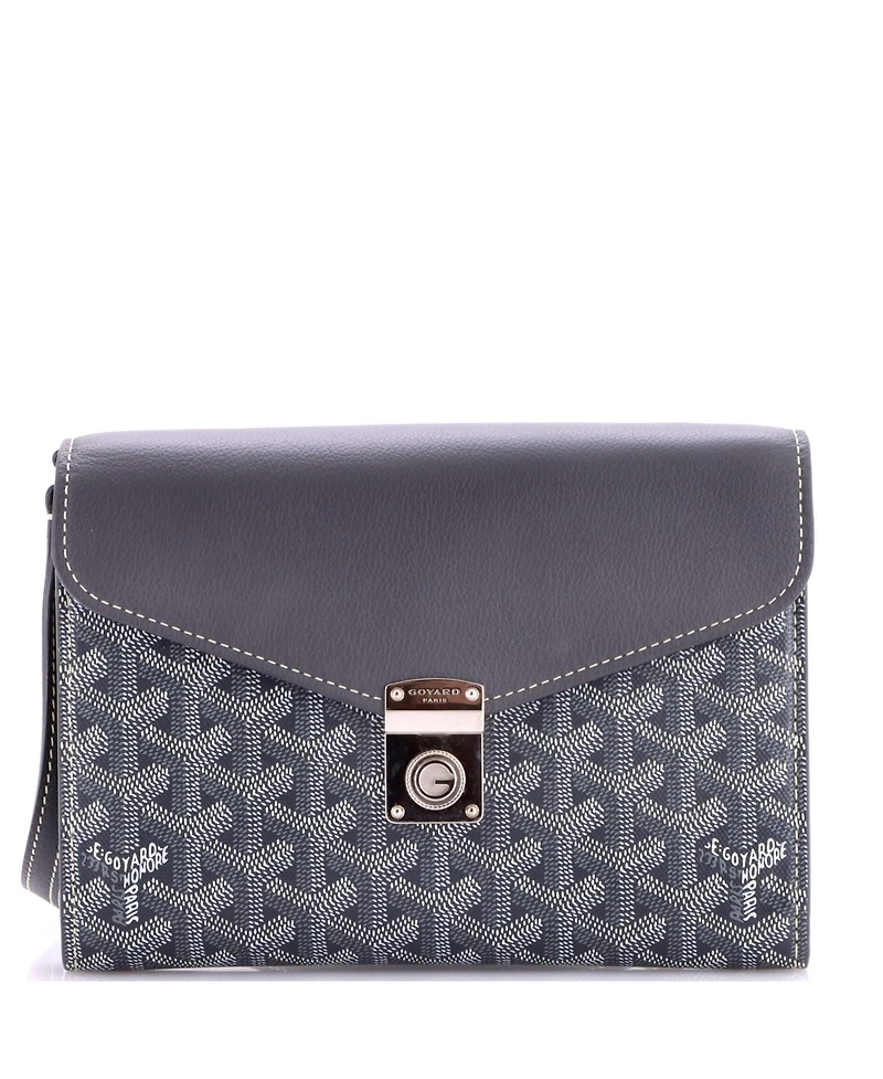 Pre-Owned Goyard Chypre Wallet on Strap Coated Canvas with Leather