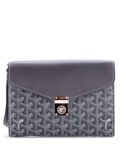 Pre-Owned Goyard Chypre Wallet on Strap Coated Canvas with Leather