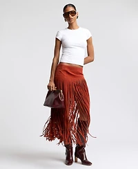 Avec Les Filles Women's Fringe Maxi Skirt