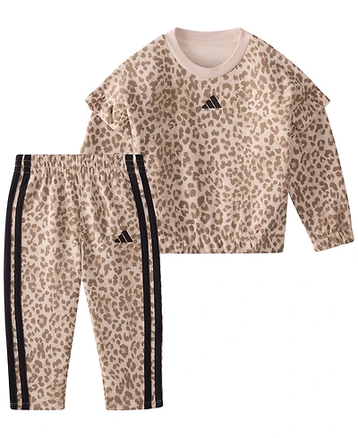 adidas Baby Girls' Long-Sleeve Sweatshirt and Pants, 2-Piece Set