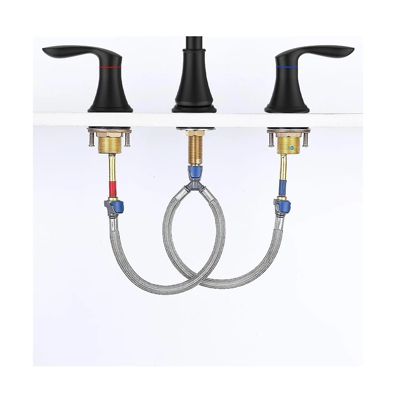 Phying 2-Handle 8 inch Widespread Bathroom Sink Faucet Brushed Gold Lavatory Faucet 3 Hole 360degree(s) Swivel Spout Vanity Sink Basin Faucets