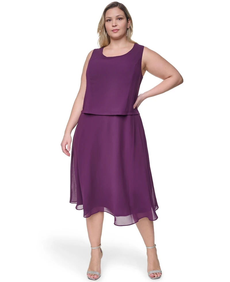Jessica Howard Plus Padded Removable Jacket & Sleeveless Dress, 2-Piece Set