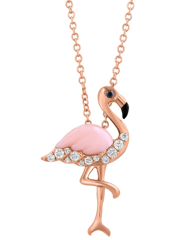 Effy Collection Pink Opal (3/8 ct. t.w.) & Diamond (1/8 ct. t.w.) Pendant Necklace in 14k Rose Gold