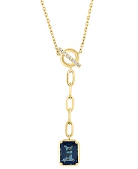 Effy Collection London Blue Topaz (1-5/8 ct. t.w.) & Diamond (1/20 ct. t.w.) Pendant Necklace in 14k Yellow Gold