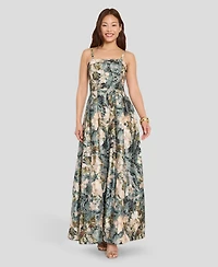 Tahari Asl Women's Square Neck Floral Printed Ball Gown