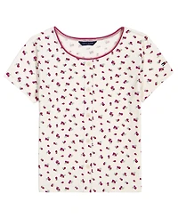 Tommy Hilfiger Girls' 7-16 Printed Henley Short-Sleeve T-Shirt