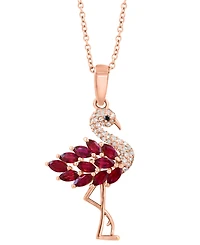Effy Collection Ruby (1-1/10 ct. t.w.) & Diamond (1-1/10 ct. t.w.) Pendant Necklace in 14k Rose Gold