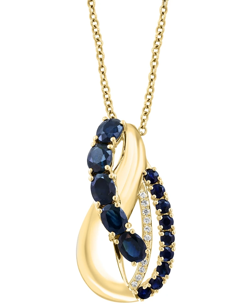 Effy Collection Sapphire (1-1/3 ct. t.w.) & Diamond (0.03 ct. t.w.) Pendant Necklace in 14k Yellow Gold