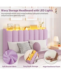 homfan Led Bed Frame with Storage Headboard and Drawers
