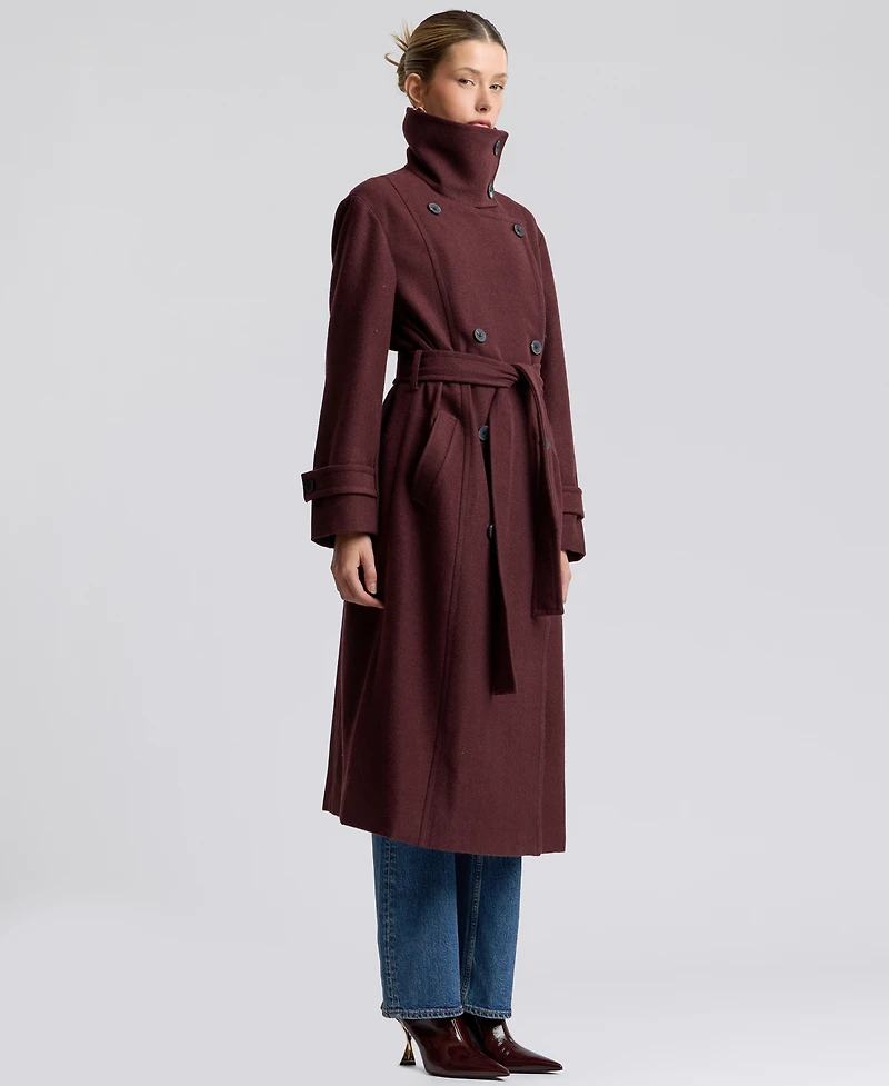Avec Les Filles Women's Funnel Neck Belted Coat