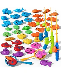 Gnuadz 40fish Magnetic Fishing Game Set Kids Pool Bath Toy 3rod 2net