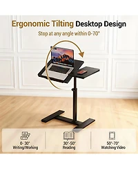 Gaomon Adjustable Rolling Laptop Desk, Overbed Table with Tilting Top, Mobile Standing Desk on Wheels for Bedroom, Office, Bedside, Small Spaces