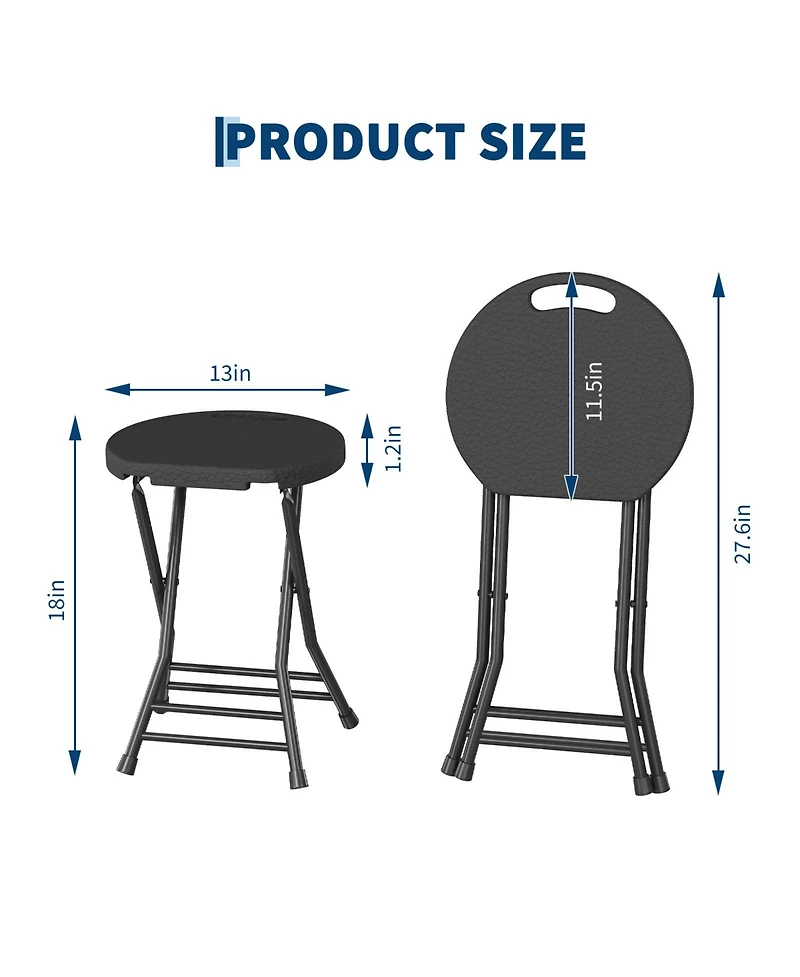 gaomon 2 Pack Folding Stool with Handle, Portable Plastic with Steel Frame and Non-Slip Feet, 18 Inch Foldable Stool for Kitchen, Counter, Camping