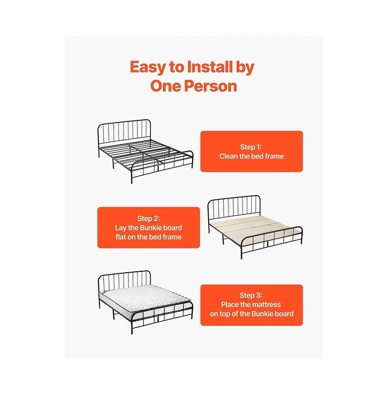 Sugift Full Size Foldable Bunkie Board with Pine Plywood Slats