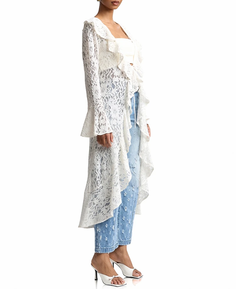 Avec Les Filles Women's Ruffle Tie Front Topper