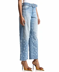 Avec Les Filles Women's Distress Darted Straight Jeans