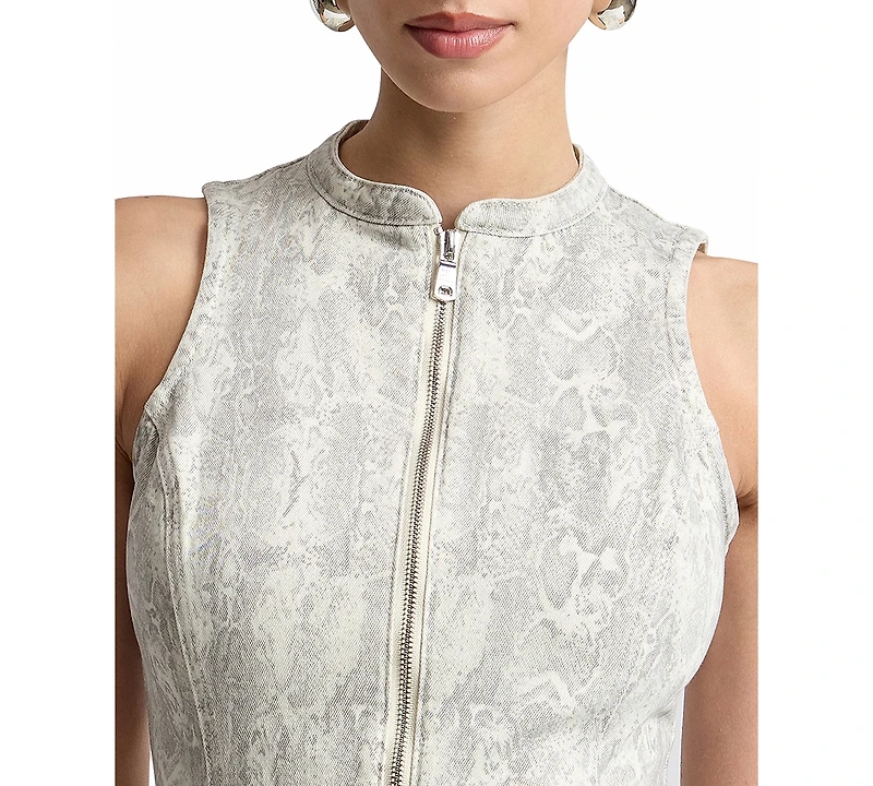 Avec Les Filles Women's Racer Zip-Front Belted Dress