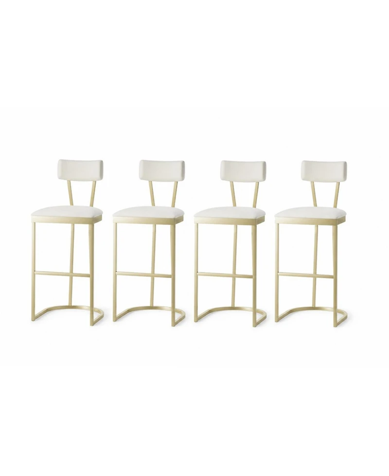 homfan Set of 4 Bar Stools – High Back Counter Height Chairs with Gold Legs and Soft Padded Seats for Kitchen or Home Bar