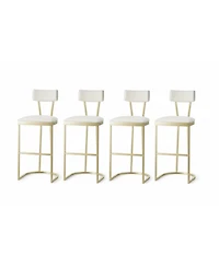 homfan Set of 4 Bar Stools – High Back Counter Height Chairs with Gold Legs and Soft Padded Seats for Kitchen or Home Bar