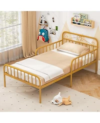 Slickblue Twin Size Bed Frame with Headboard and Safety Side Guardrails