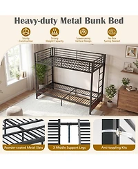 Slickblue Metal Bunk Bed Frame with Headboard and Footboard, Strong and Long-Lasting