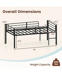 Slickblue Twin Low Loft Bed with Guardrails and 2 Ladders, Space-Saving Design