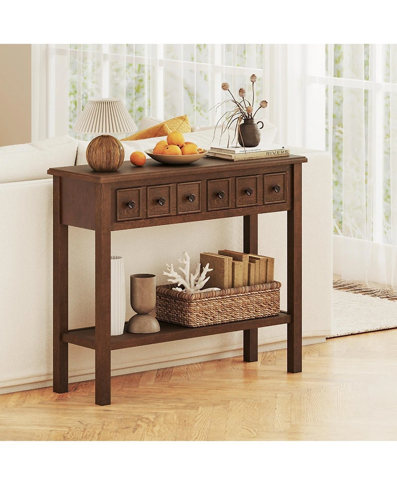 Slickblue 38" Entryway Console Table with 2 Drawers and Bottom Shelf