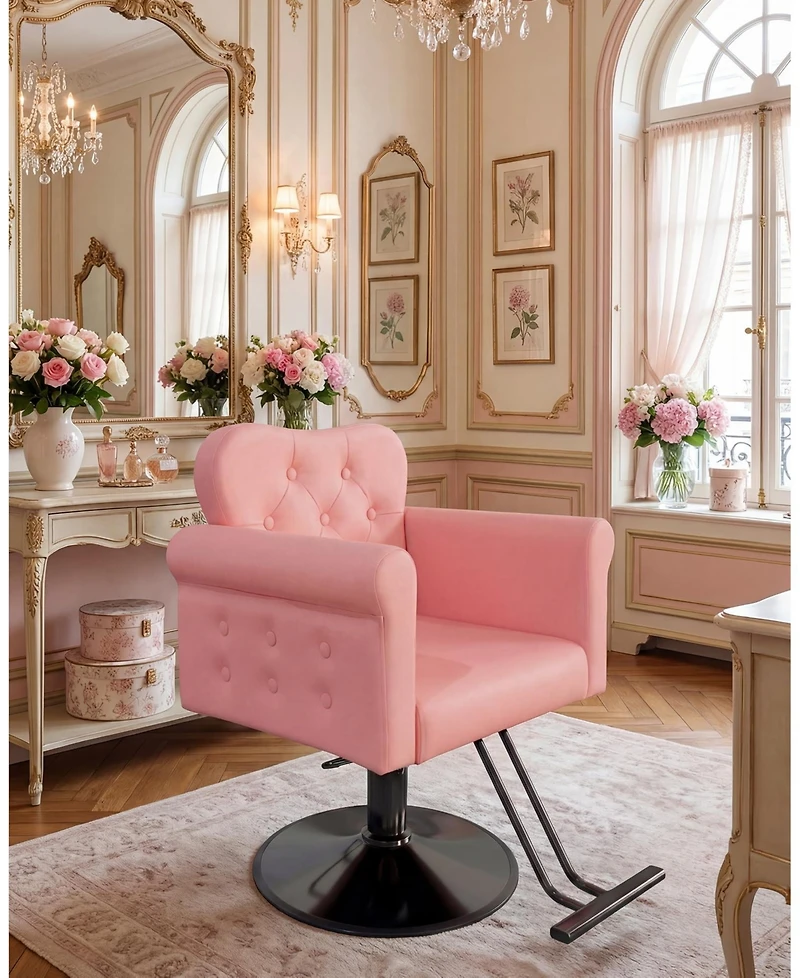 homfan Salon Styling Chair with Hydraulic Lift, 360degree(s) Swivel Lock, Pu Leather, Foam Cushion, 330 lb Capacity