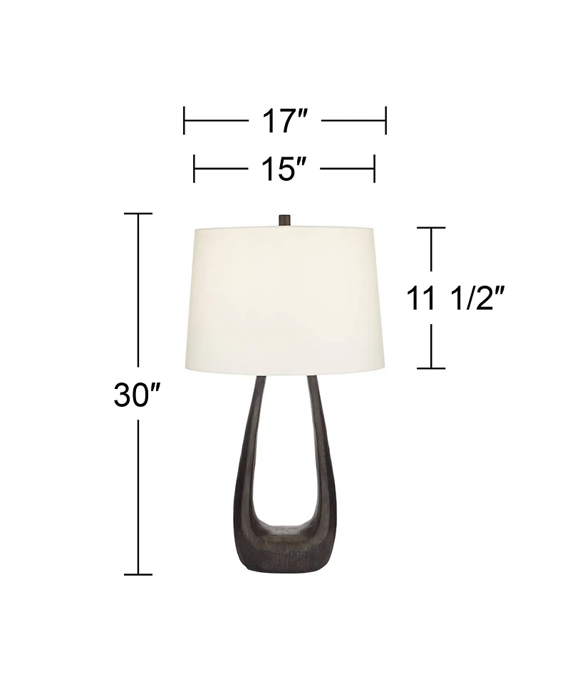 Possini Euro Design Woodwork Tall Open Base Large Mid Century Modern End Table Lamp Black Finish Finish Single Living Room