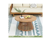 sumyeg Outdoor Acacia Wood Round Coffee Table for Patio, Balcony or Backyard
