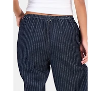 Vanilla Star Juniors' Striped Wide-Leg Pull-On Jeans