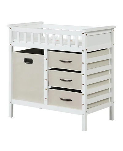 Slickblue Wooden Diaper Changing Table with Fabric Storage Drawers