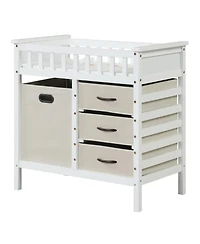 Slickblue Wooden Diaper Changing Table with Fabric Storage Drawers