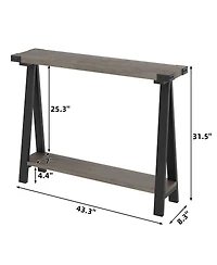 homfan Farmhouse Console Table with 2-Tier Storage, Narrow Entry Table, Metal Frame
