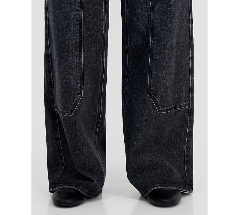 Madden Girl Juniors' High-Rise Ultra 90s Wide-Leg Carpenter Jeans