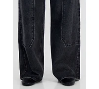 Madden Girl Juniors' High-Rise Ultra 90s Wide-Leg Carpenter Jeans