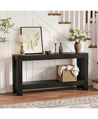 homfan 63-Inch Narrow Sofa Table with 2-Tier Storage – Slim Console for Entryway, Hallway, Behind Couch, Holds 220 Lbs