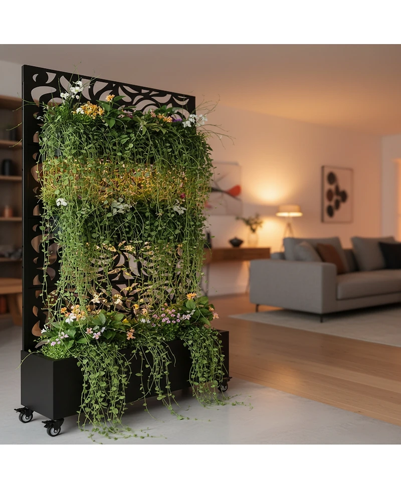 Streamdale Furniture 70.87" Leaf Pattern Privacy Screen with Planter Box